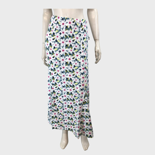 Branded Wash Blue Printed Jersey Maxi Skirt