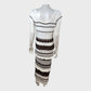 Chocolate Striped Crochet Maxi Dress - Size 12-14