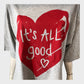 Women's Grey Heart Print Oversized T-Shirt With Motif