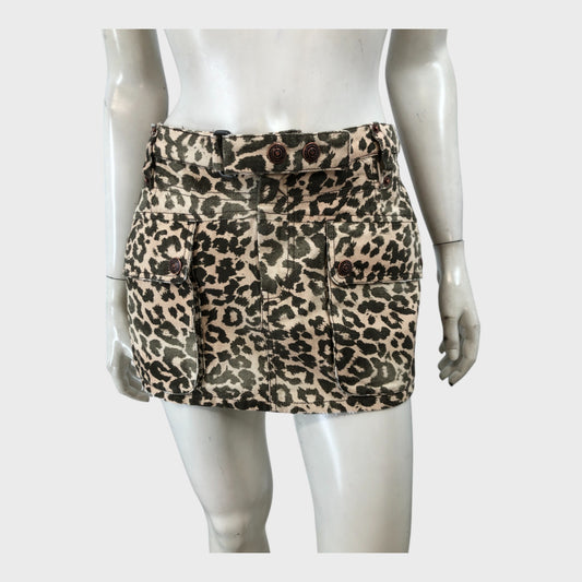 Branded Neutral Cheetah Print Mini Skirt