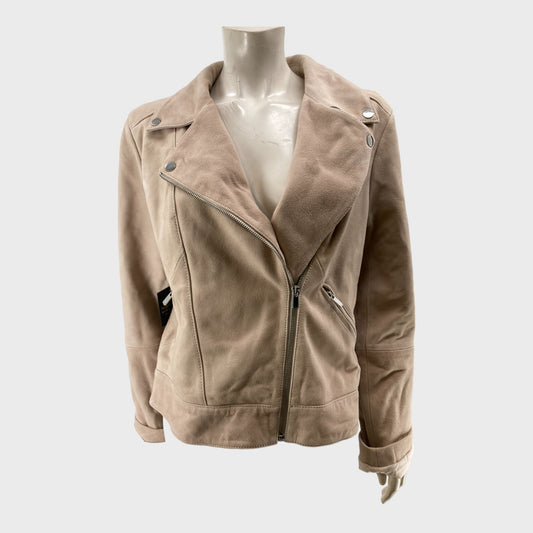 Beige Branded Suede Jacket