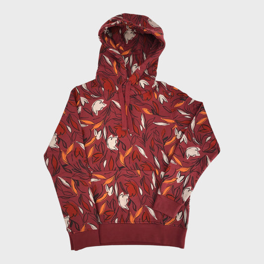Dark Red Hoodie - Leaf Print