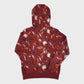 Dark Red Hoodie - Leaf Print