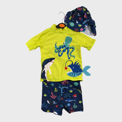 Sea Creatures Lime Green Top, Trunk and Hat Set