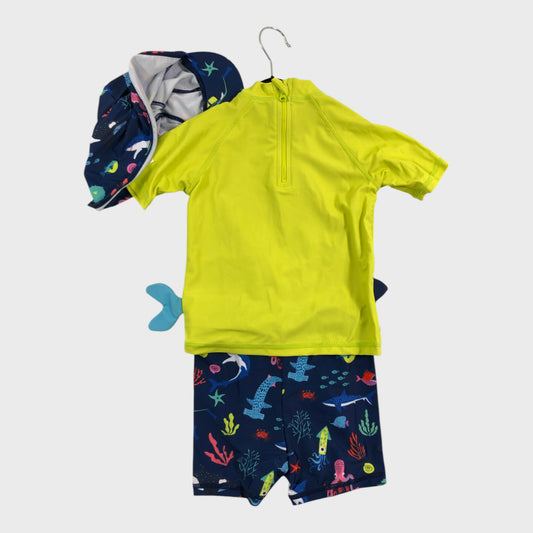 Sea Creatures Lime Green Top, Trunk and Hat Set