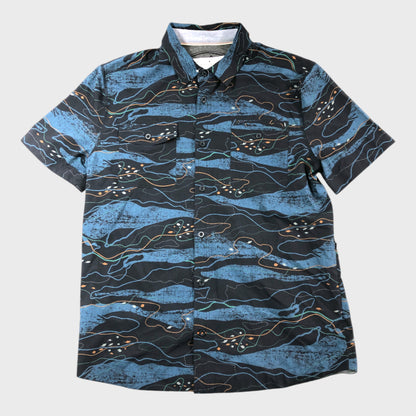 Branded Sea Pattern Navy Shirt - Size Medium