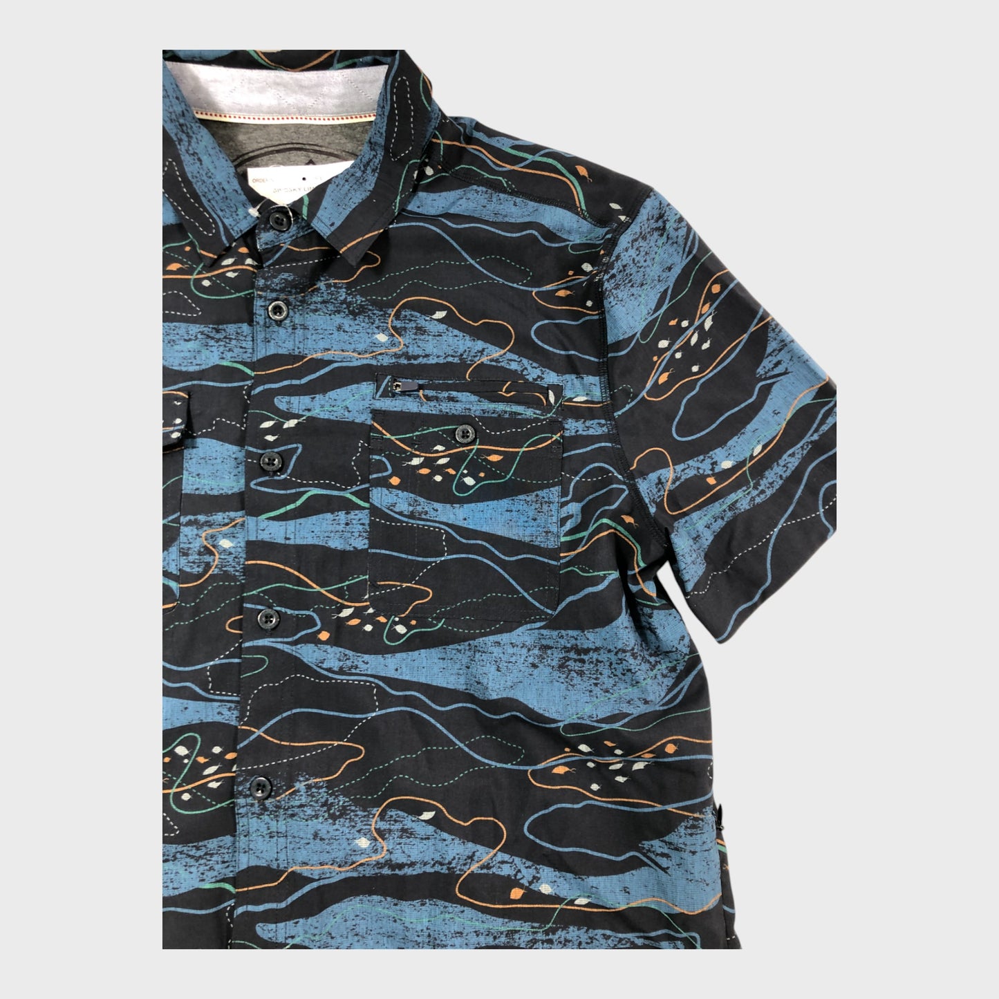 Branded Sea Pattern Navy Shirt - Size Medium