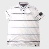 Branded Dusty White Striped Polo Shirt - Size Medium