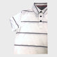 Branded Dusty White Striped Polo Shirt - Size Medium