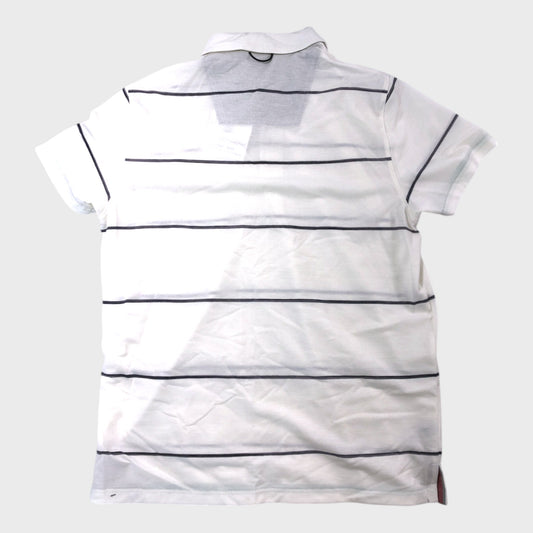 Branded Dusty White Striped Polo Shirt - Size Medium