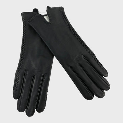 Max W Black Leather Gloves - Size Small