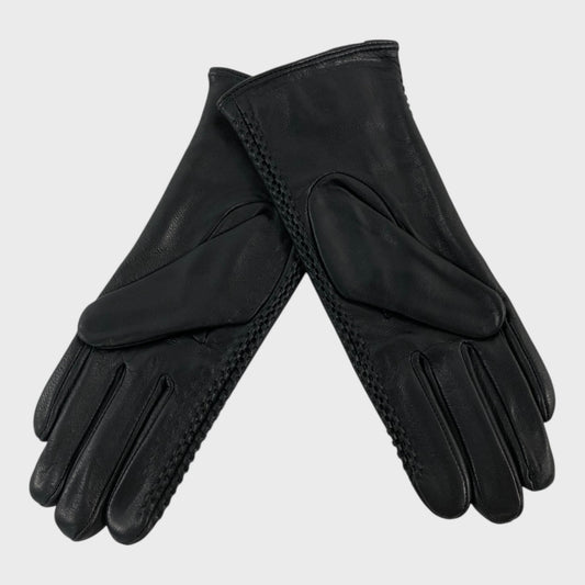 Max W Black Leather Gloves - Size Small