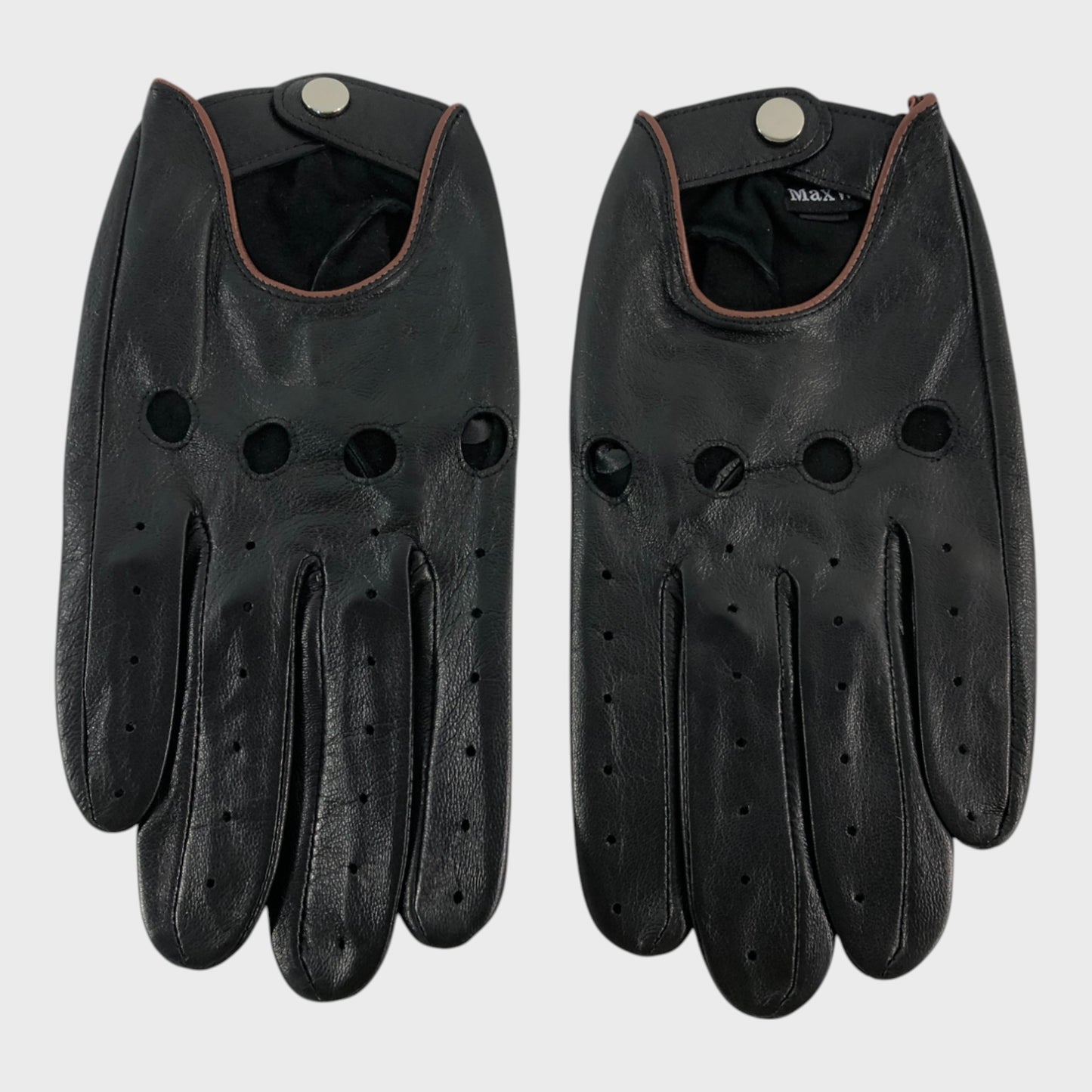Max W Black Leather Gloves - Size Large
