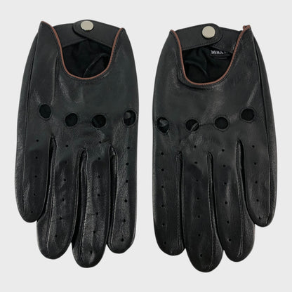 Max W Black Leather Gloves - Size Large