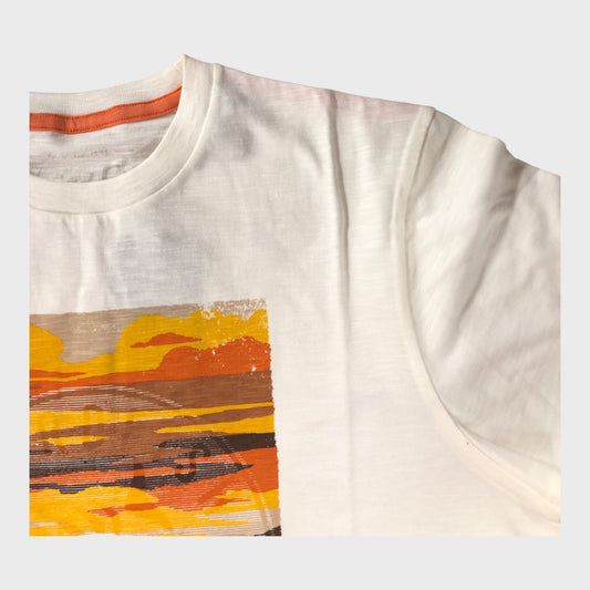 White Organic Cotton Sunset Print T-Shirt