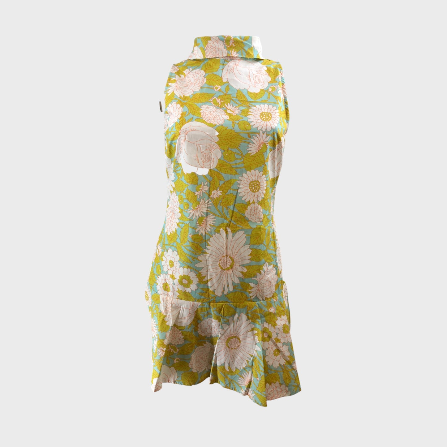 Green Floral Shift Mini Dress - Size 8