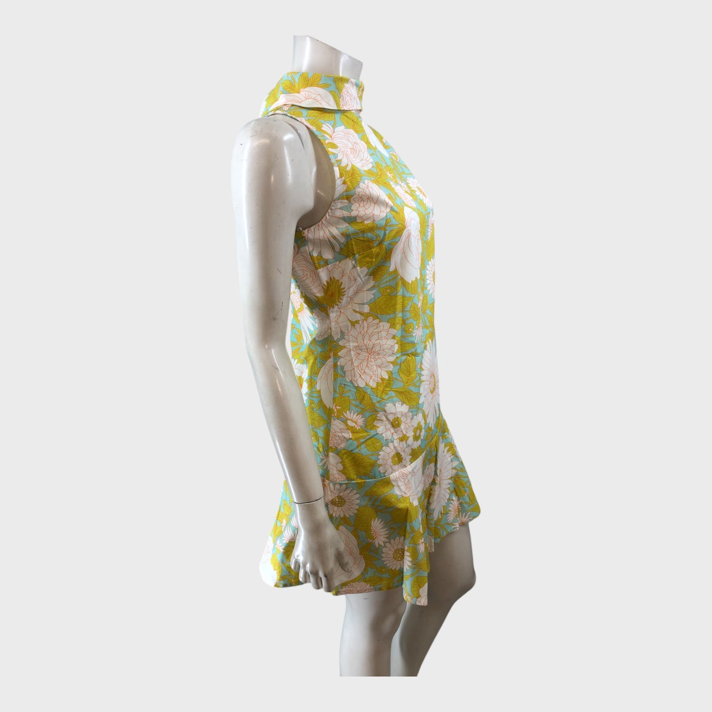 Green Floral Shift Mini Dress - Size 8