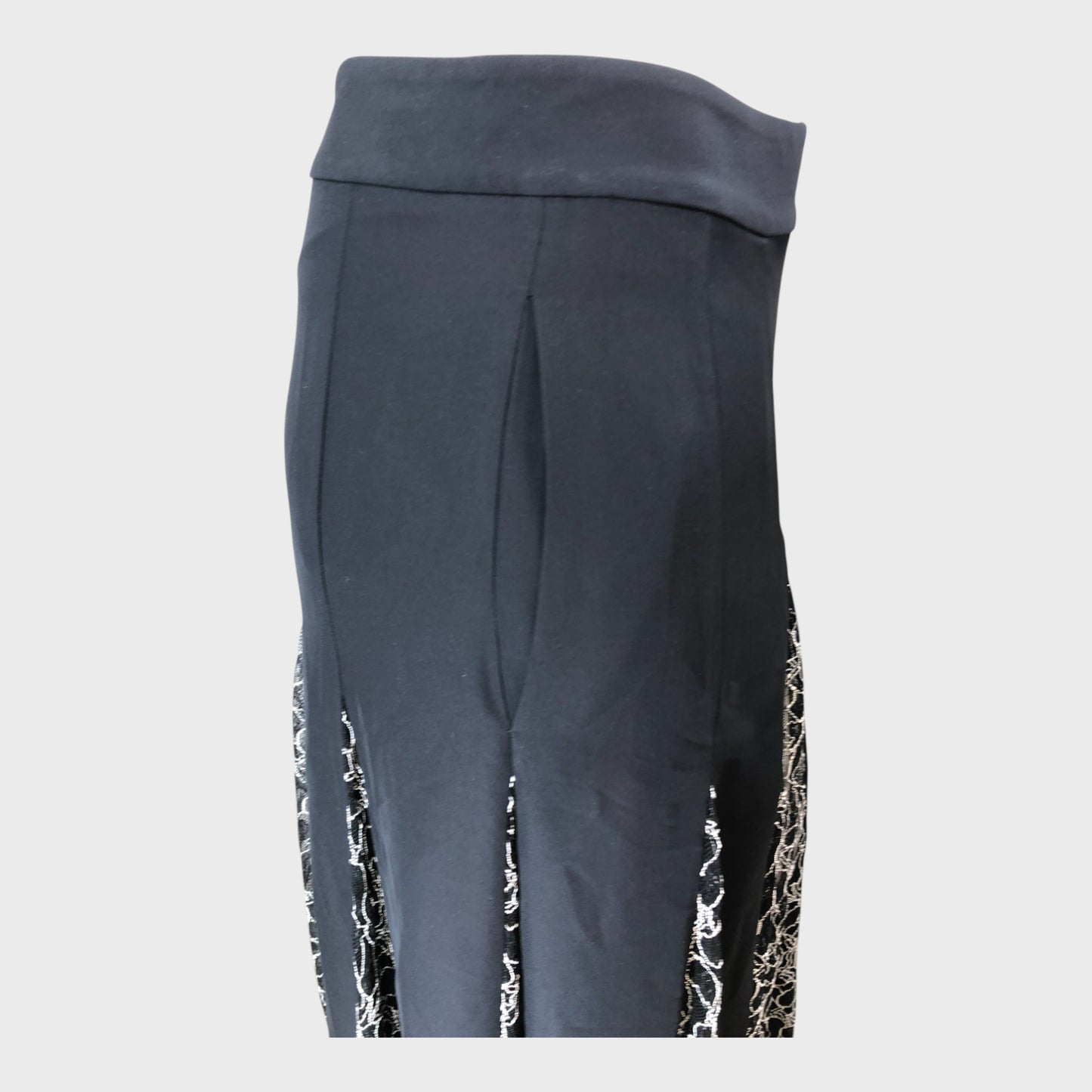 Branded Black Lace Pleated Skirt - Size 8
