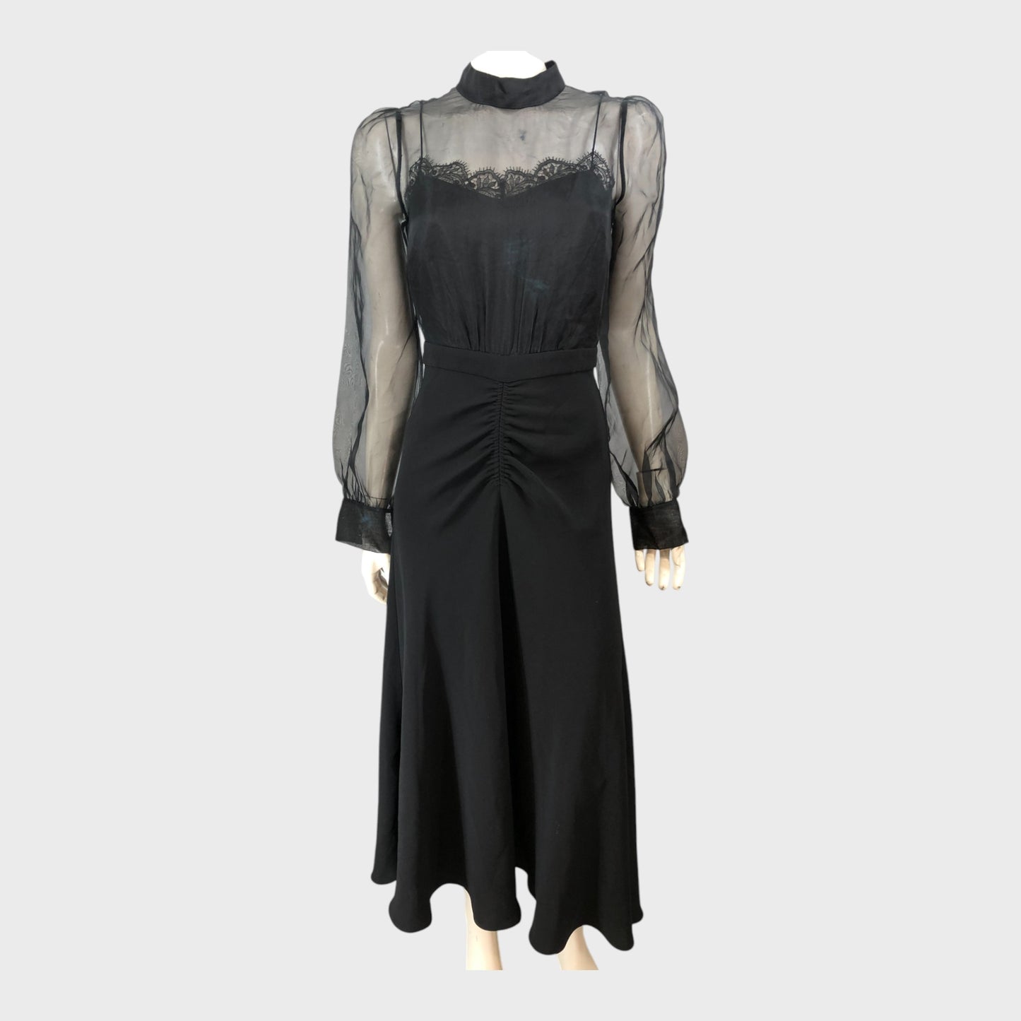 Branded Black Lace Maxi Dress - Size 8