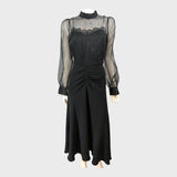 Branded Black Lace Maxi Dress - Size 8