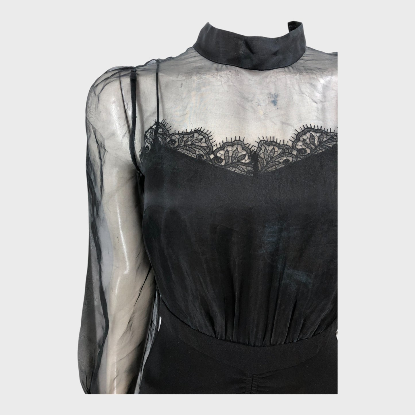 Branded Black Lace Maxi Dress - Size 8