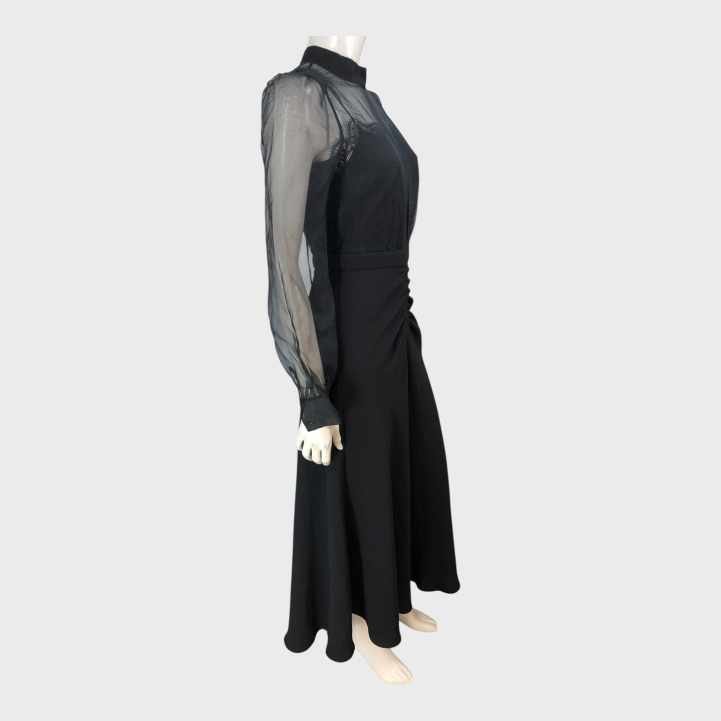 Branded Black Lace Maxi Dress - Size 8