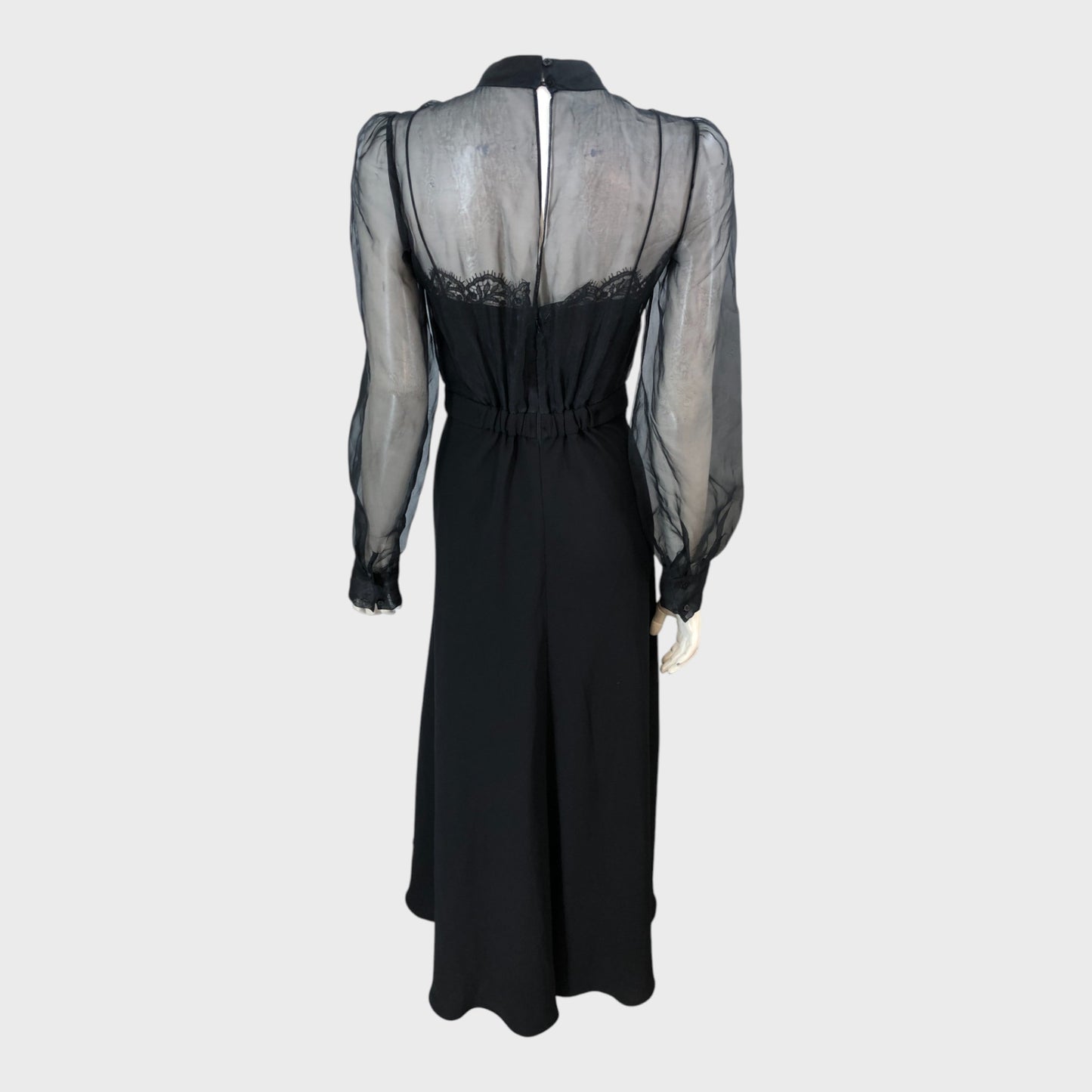 Branded Black Lace Maxi Dress - Size 8