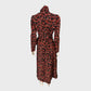 Branded Red Floral Midi Dress - Size 8
