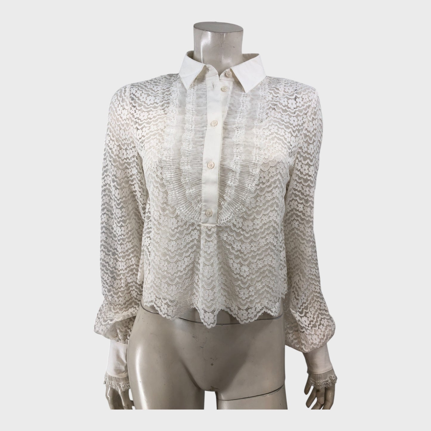 Branded White Lace Blouse - Size 8