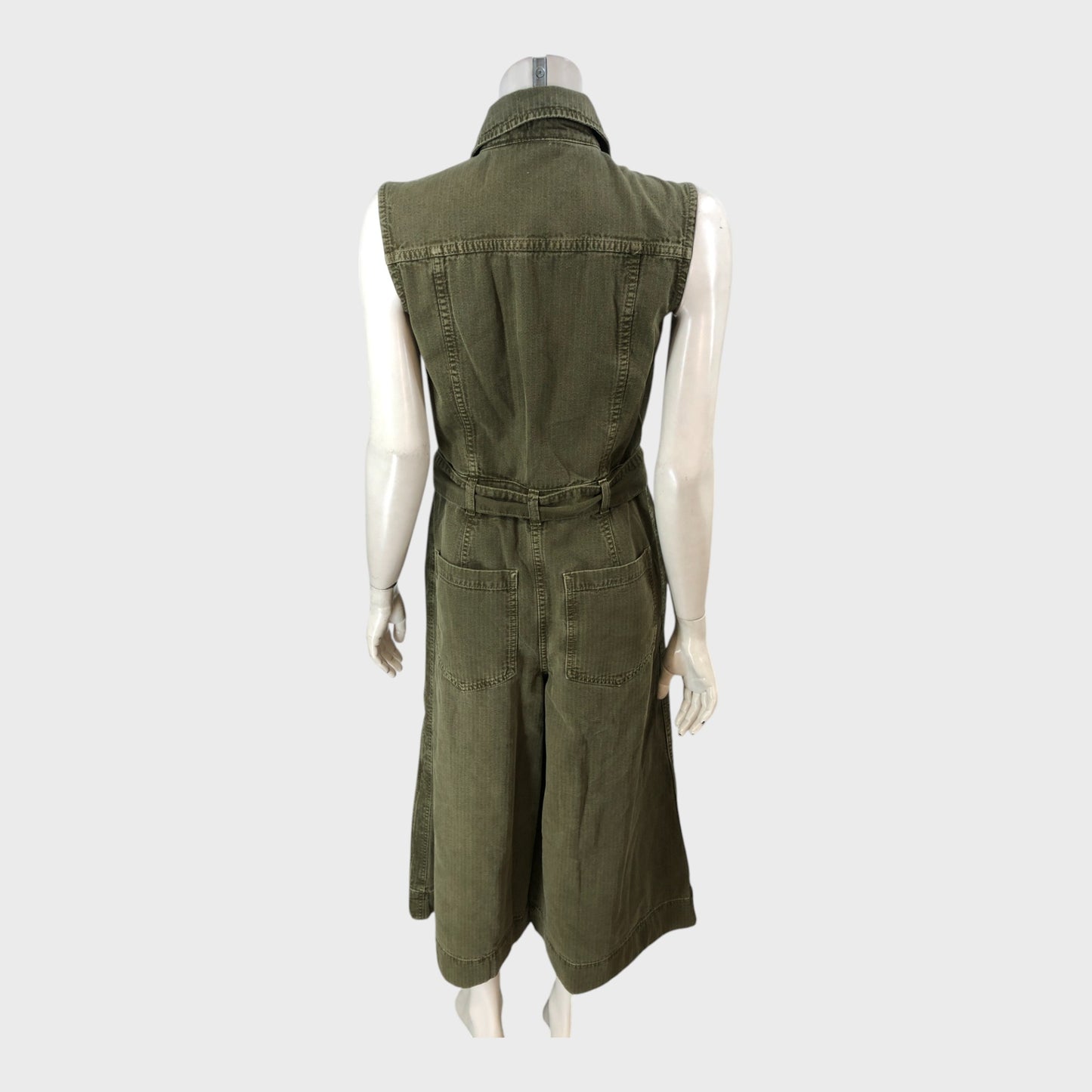 Branded Khaki Denim Jumpsuit - Size 8