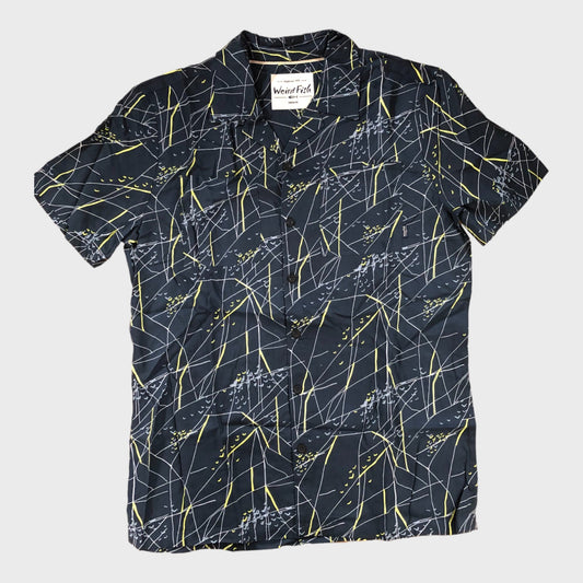 Blue and Yellow Bird Print Shirt