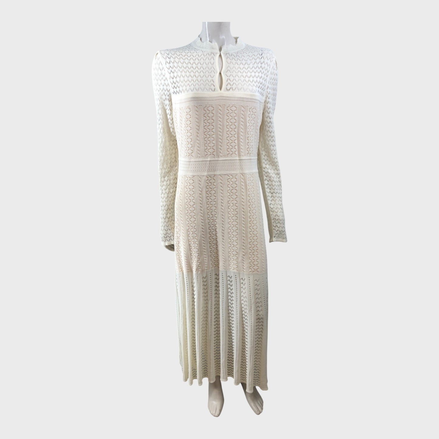 Branded Cream Knitted Maxi Dress - Size 18