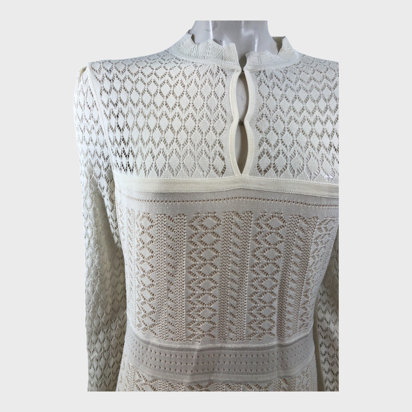 Branded Cream Knitted Maxi Dress - Size 18