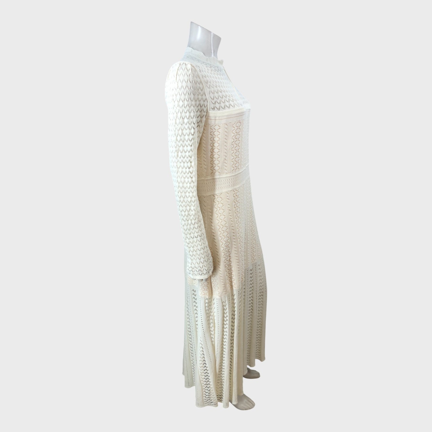 Branded Cream Knitted Maxi Dress - Size 18