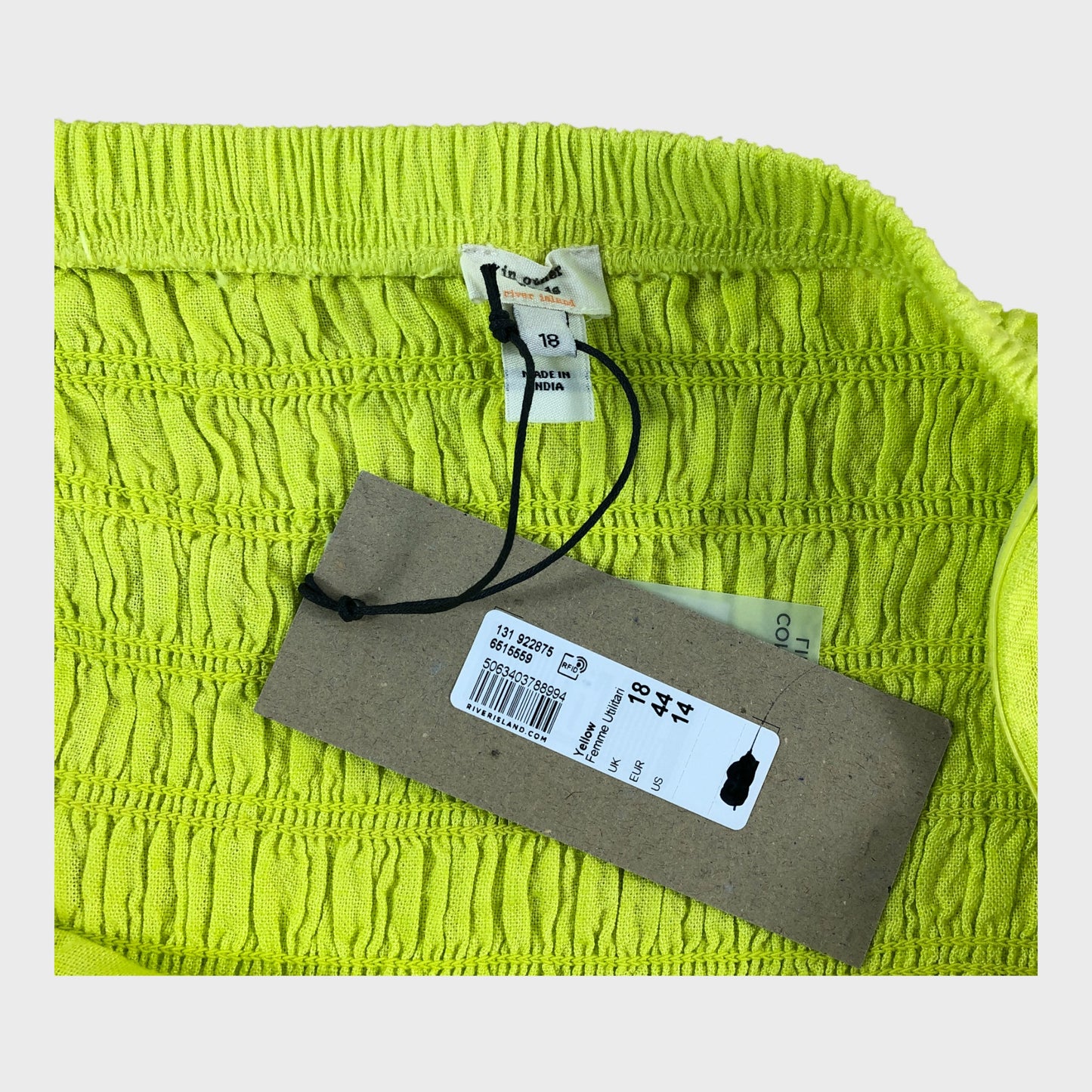 RIVER ISLAND Yellow Boob Tube