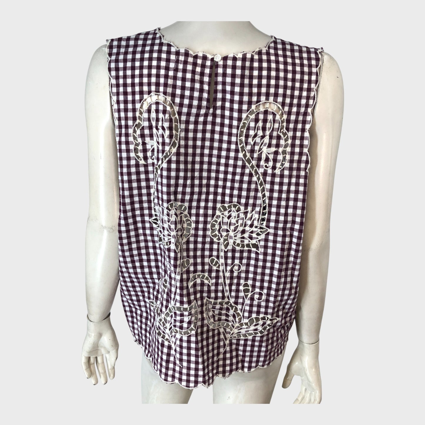 RIVER ISLAND  Red Gingham Cut Work Tank Top UK18