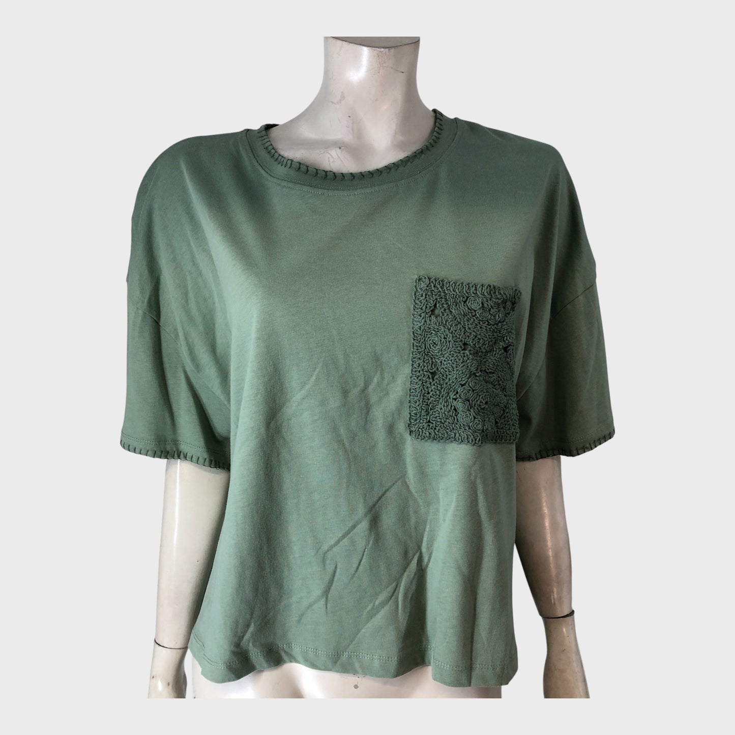 RIVER ISLAND Relaxed fit Khaki Pocket T-shirt UK 18