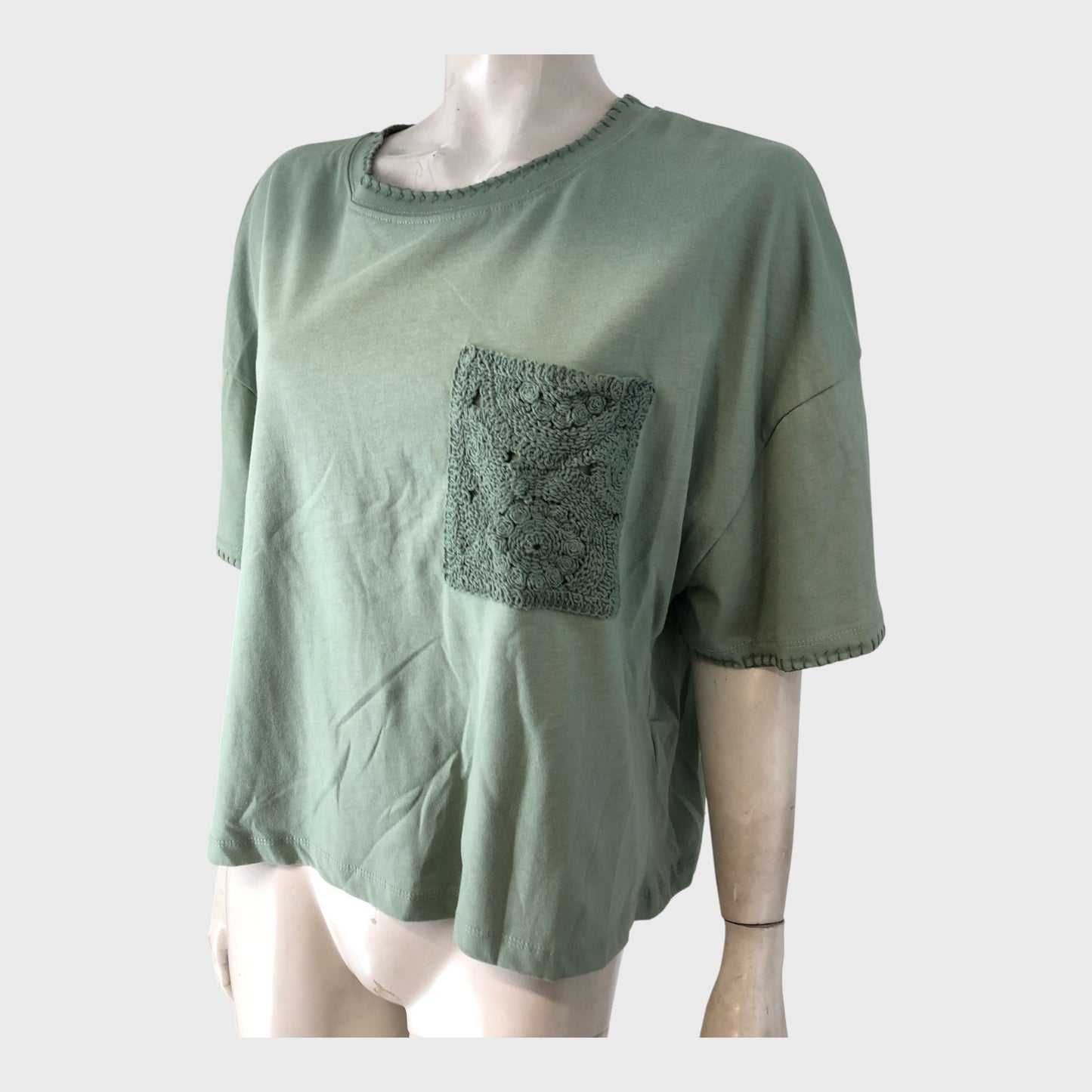 RIVER ISLAND Relaxed fit Khaki Pocket T-shirt UK 18