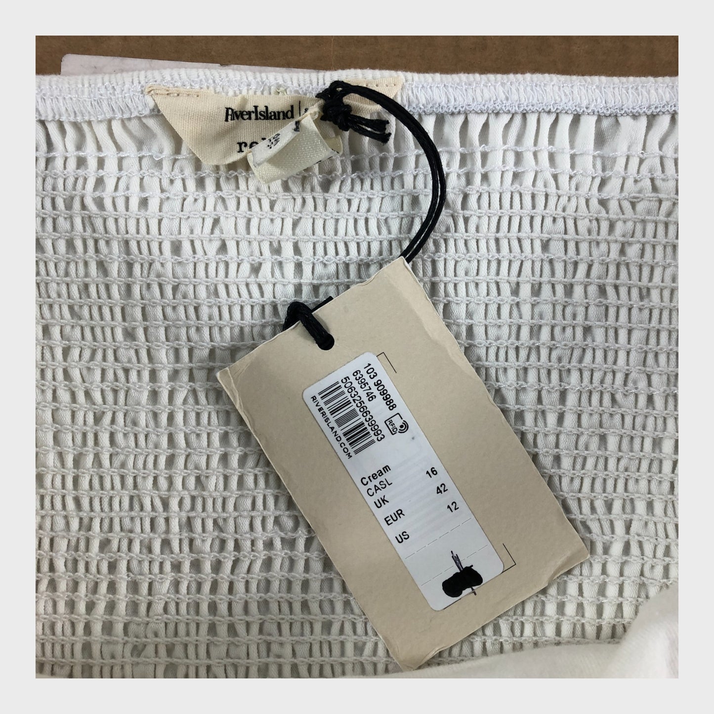RIVER ISLAND ruffle bandeau top Cream UK 16