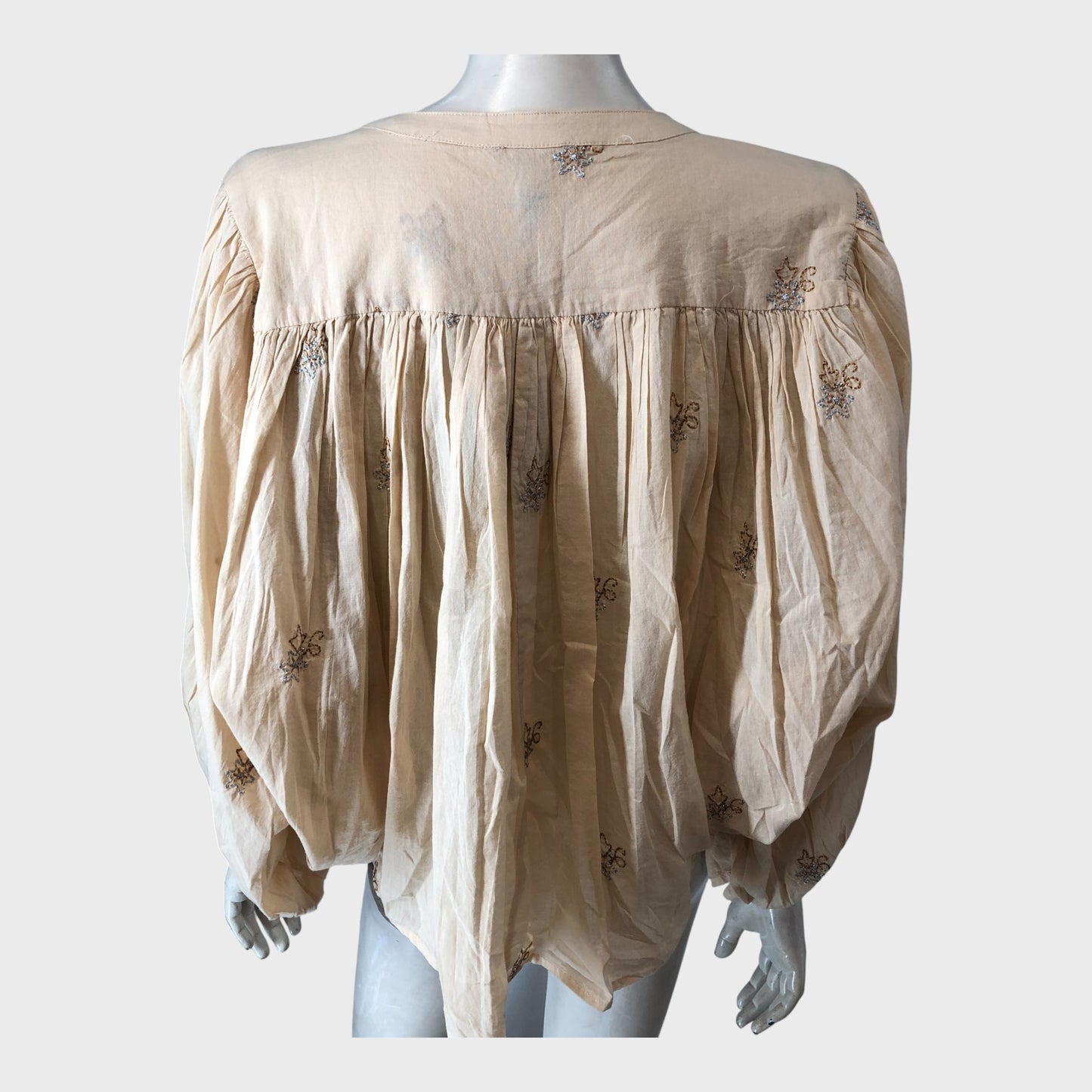 RIVER ISLAND Stone Long Sleeve Embroidered Blouse UK 14