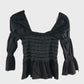 RIVER ISLAND Black Shirred V Detail Top UK 10