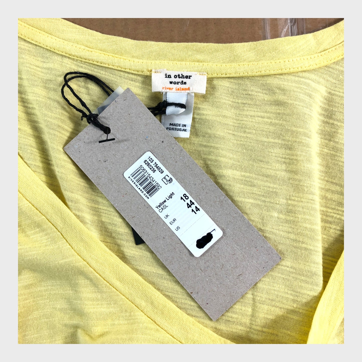 RIVER ISLAND light yellow Scoop Tank Top UK 18