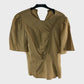 RIVER ISLAND Beige Short Sleeve Top With Gold Detailing UK 10