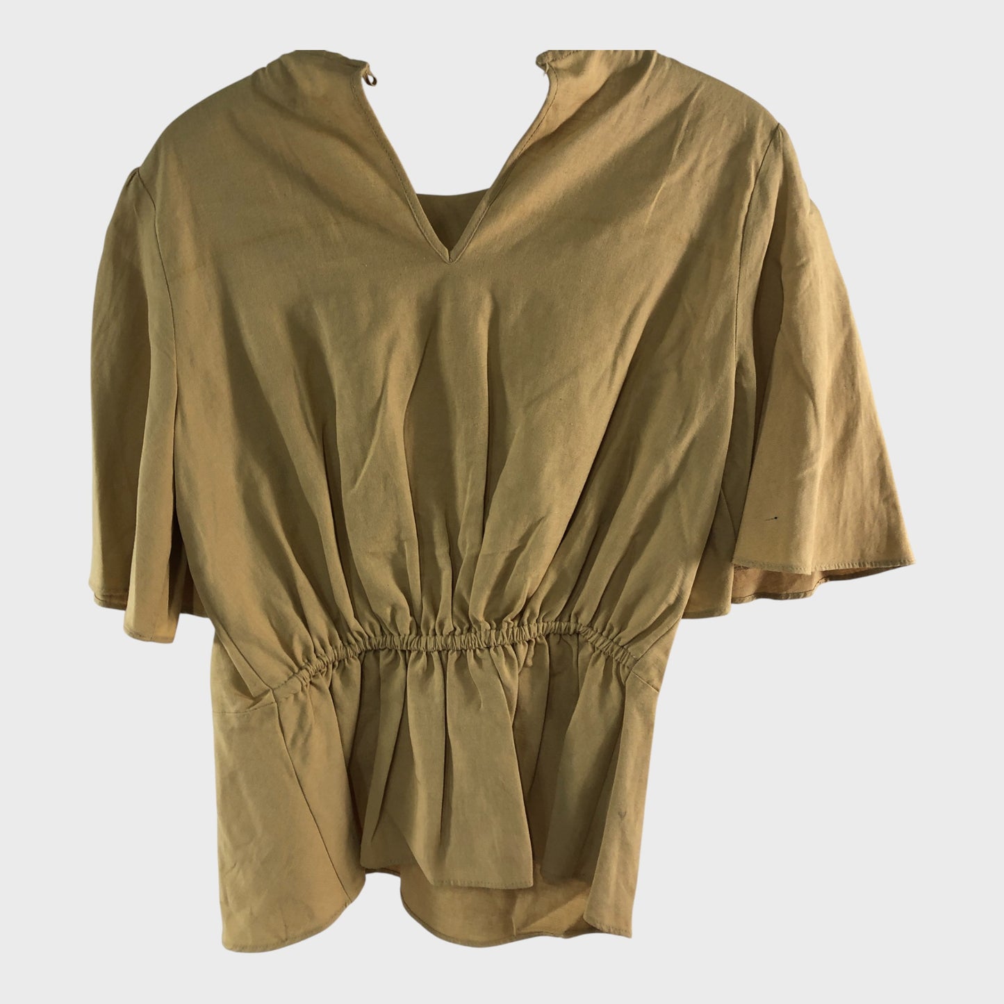 RIVER ISLAND Beige Short Sleeve Top With Gold Detailing UK 10