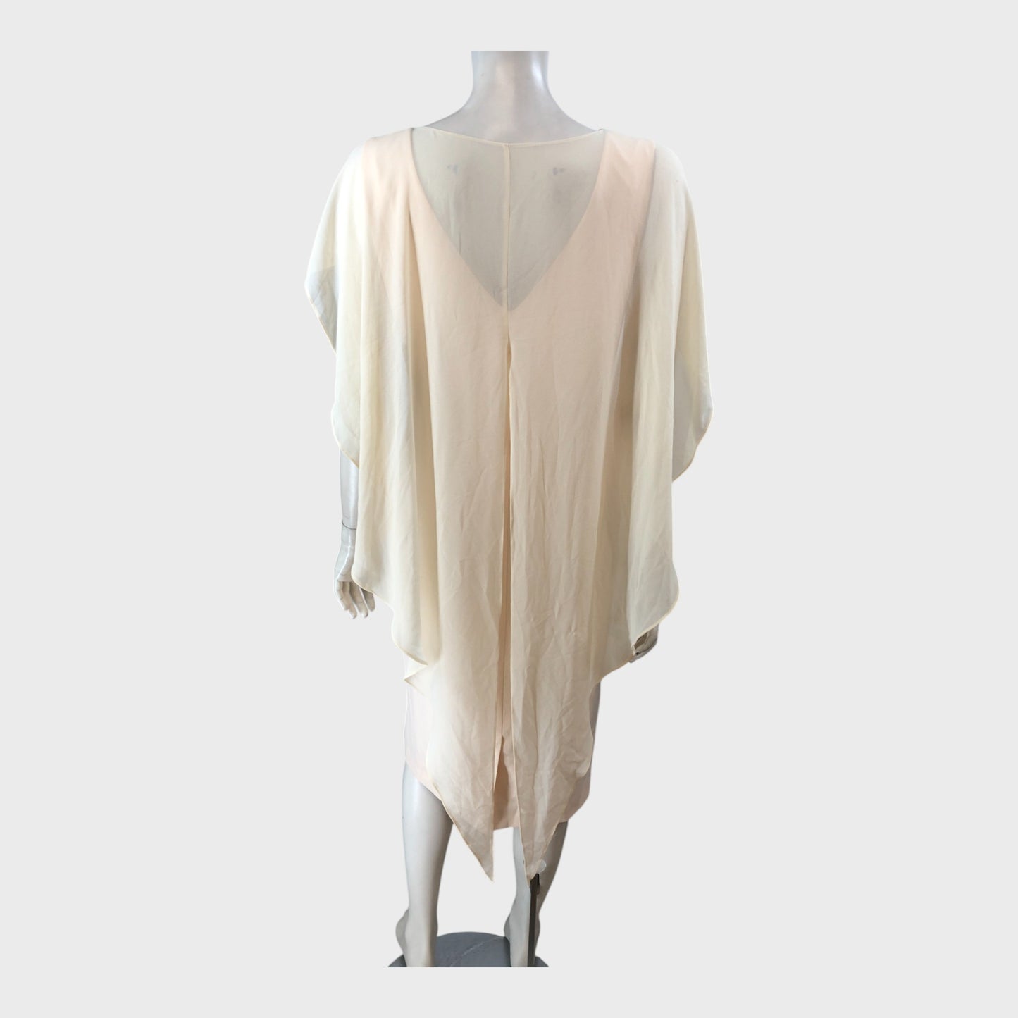 Jacques Vert Beige Chiffon Dress - Size 10