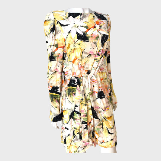 RIVER ISLAND Floral Ruffle Maxi Dress Yellow