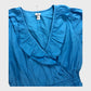 RIVER ISLAND Blue Puff Sleeve Wrap Dress Women Knee Length Cotton Blend