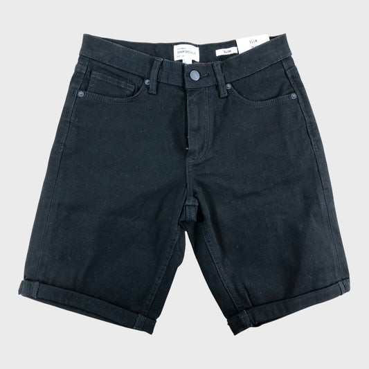 RIVER ISLAND Men's black slim denim shorts W 28