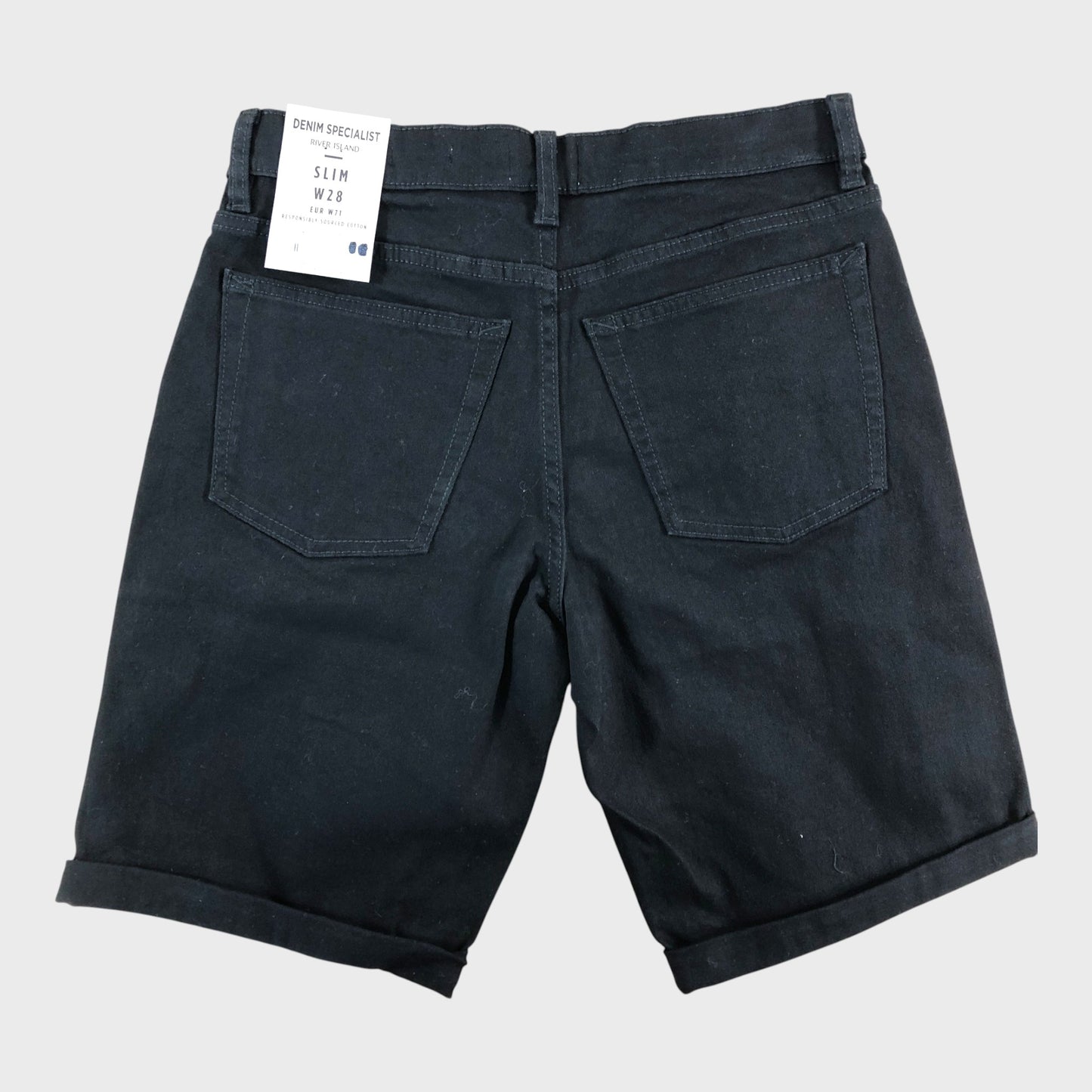 RIVER ISLAND Men's black slim denim shorts W 28