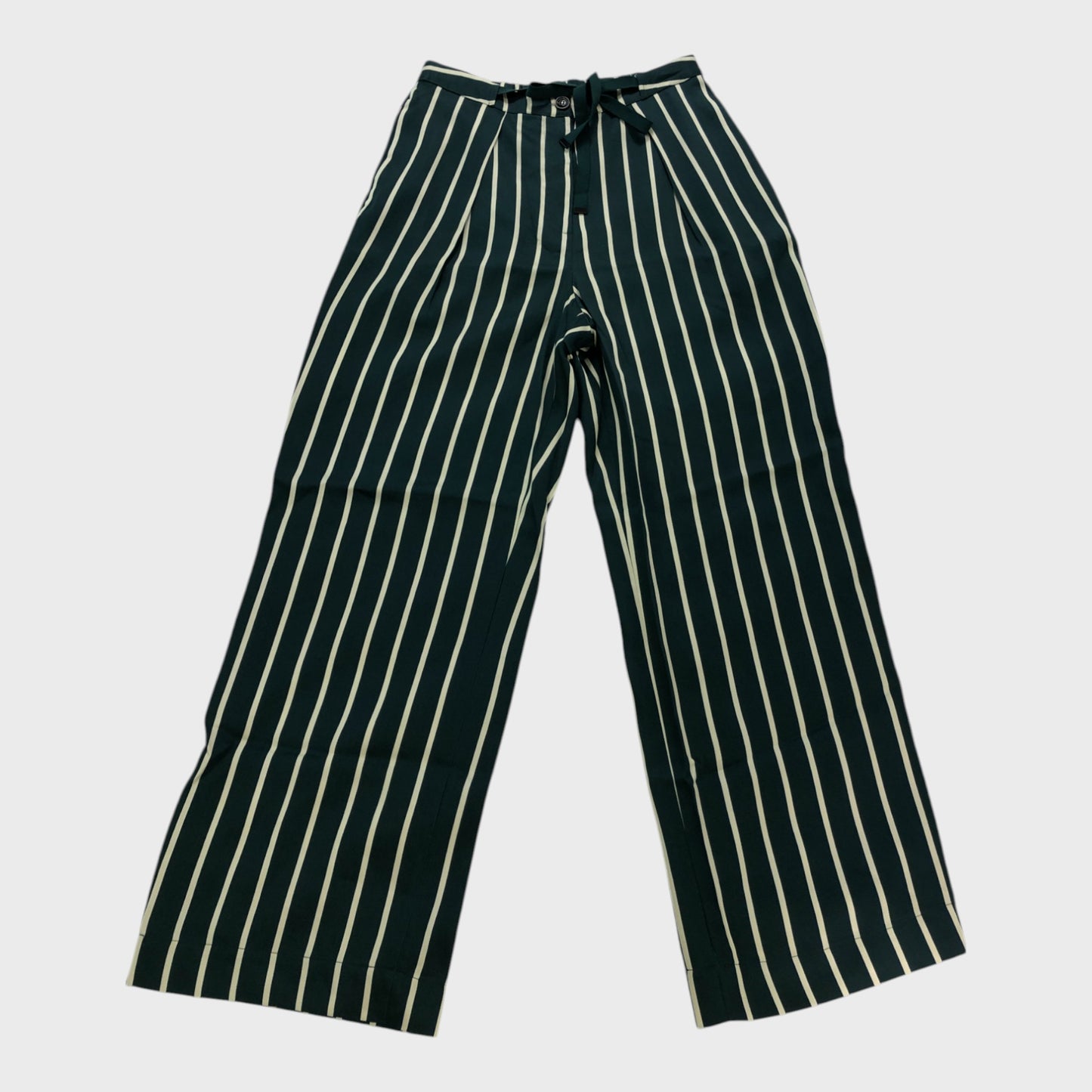 Branded Green Petite Stripe Trousers - Size 10